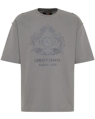 carlo colucci Oversize T-Shirt mit Stickerei De Bortoli - Grau