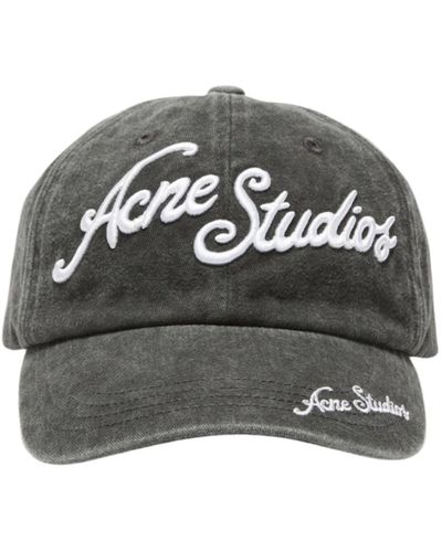 Acne Studios Vintage schwarze frontino logo mütze - Grau