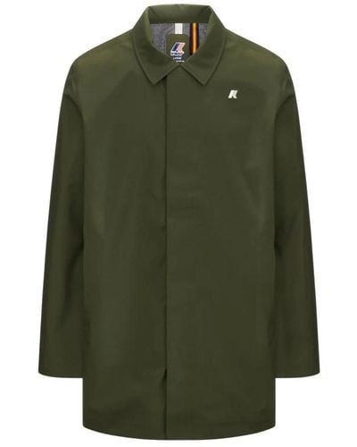 K-Way Single-Breasted Coats - Green