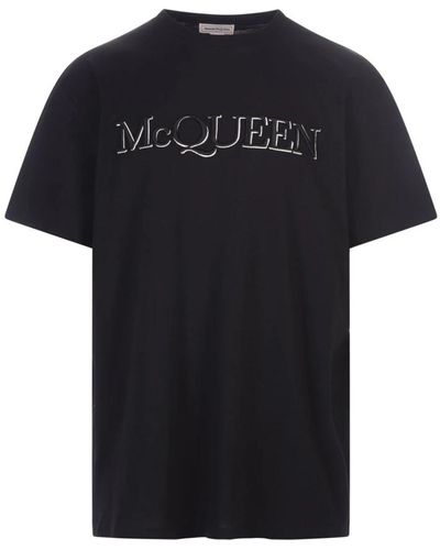 Alexander McQueen Schwarzes baumwoll-t-shirt mit logodetail