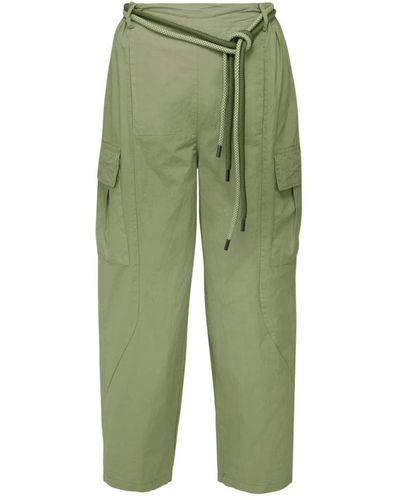 Bomboogie Pantaloni cargo con vestibilità balloon e cintura a due-toni - Verde