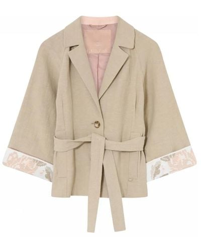 GUSTAV Feminine casual jacket mit breiten ärmeln - Natur