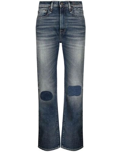 R13 Indigo high-waisted slim-cut jeans - Blau