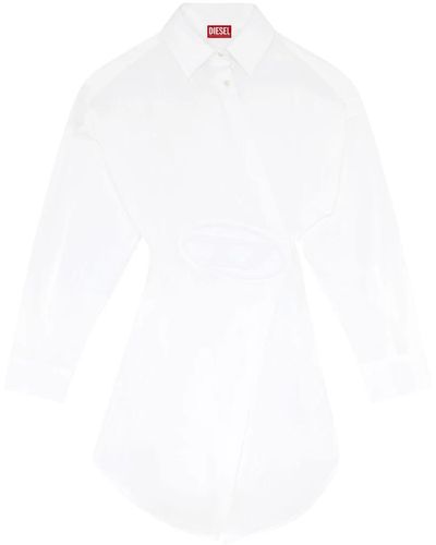 DIESEL Kurzes shirtkleid aus stretch-popeline - Weiß