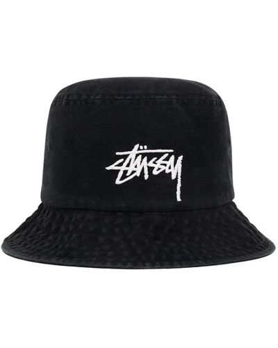 Stussy Baumwoll-Eimerhut - Schwarz