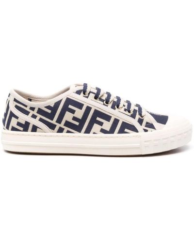 Fendi Canvas ff motif sneakers - Weiß