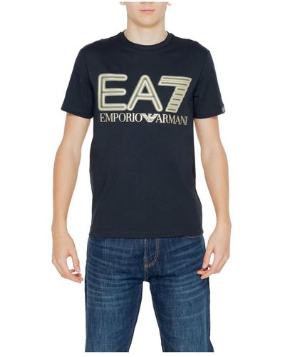 EA7 Schwarzes bedrucktes t-shirt frühling/sommer - Blau