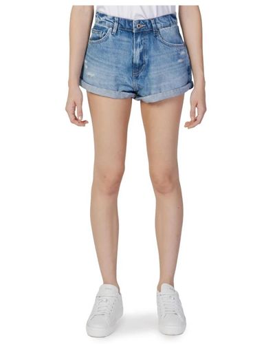 Pepe Jeans Shorts blu da donna con tasche frontali e posteriori