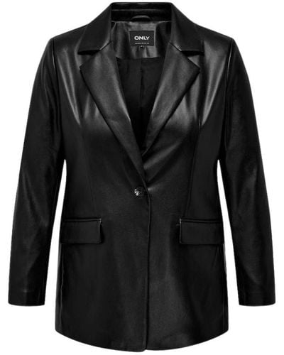 Only Carmakoma Leather jackets - Schwarz
