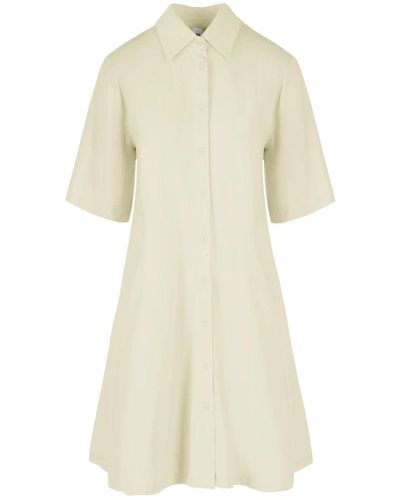 Bomboogie Cotton midi shirt dress - Neutro