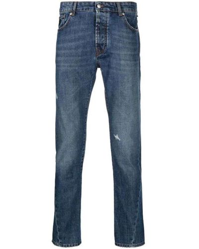 John Richmond Slim-Fit Jeans mit Distressed-Details - Blau