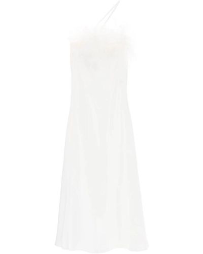 Art Dealer 'ember' maxi dress in satin with feathers - Bianco