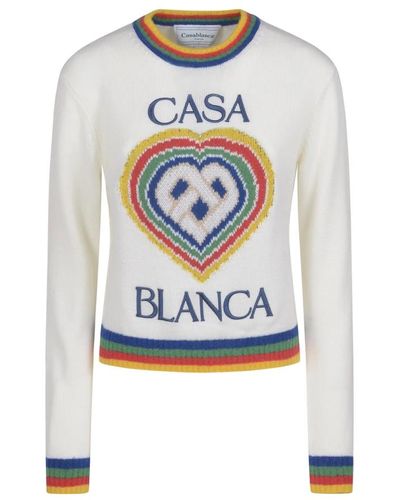 Casablancabrand Herz-logo pullover weiß multicolor - Blau