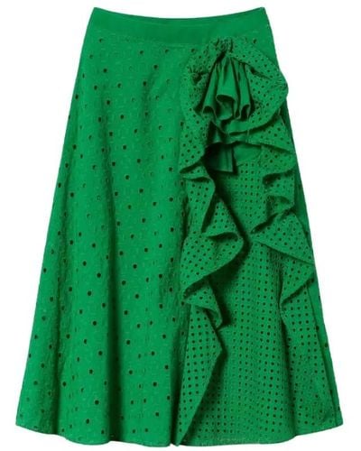 Twin Set Falda larga con pliegues - Verde