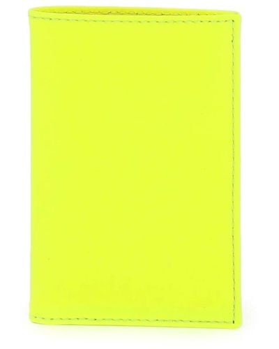 Comme des Garçons Super fluo leder bi fold geldbörse,leder super fluo geldbörse mit kontrastierendem innenfutter - Gelb
