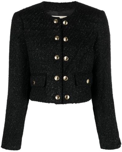 MICHAEL Michael Kors Elegante giacca nera in tweed con dettagli in oro e glitter - Nero