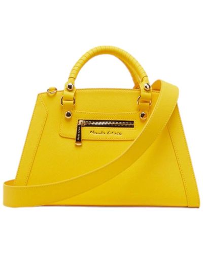 Manila Grace Leder-shoppingtasche mit goldfarbenem logo ila grace - Gelb