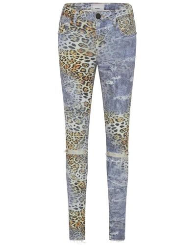 One Teaspoon Jeans skinny con stampa leopardata - Blu