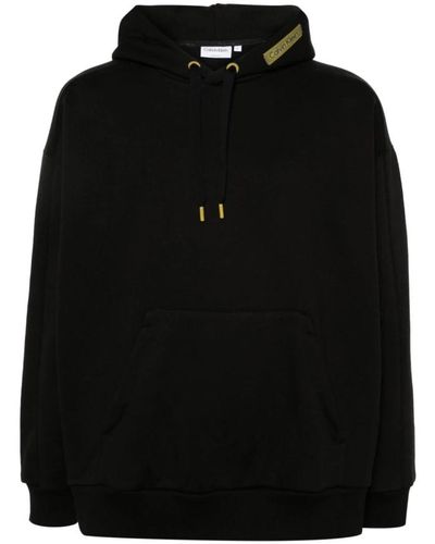 Calvin Klein Moderne komfort hoodie mit gitterlogo - Schwarz