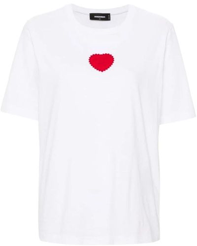 DSquared² Weiße baumwoll-t-shirt mit rotem logo