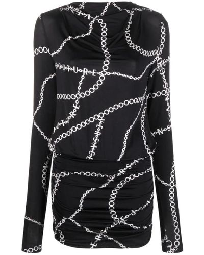 Versace Schwarz-weißes kleid mit kettenmuster