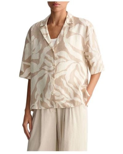 GANT Camisa de lino con estampado de palmera - Neutro