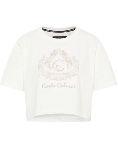 carlo colucci Cropped Oversize T-Shirt Daz - Weiß