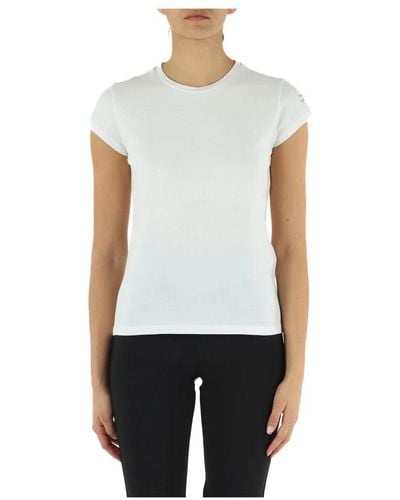 Elisabetta Franchi T-shirt in cotone con ricamo logo - Bianco