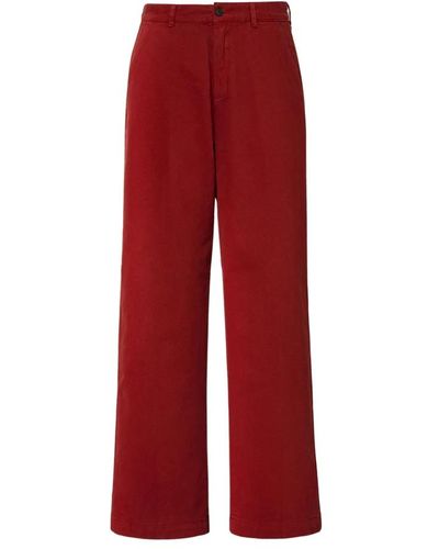Massimo Alba Pantalones de talle alto de algodón/cachemira estampados - Rojo