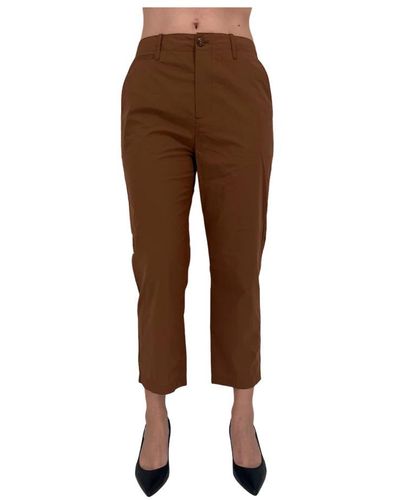 Closed Cropped Trousers - Brown