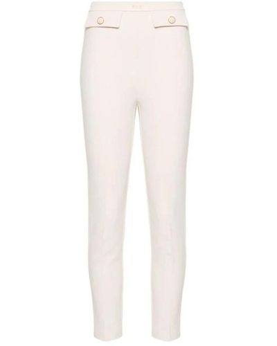 Elisabetta Franchi Pantalones rectos de crepé elástico - Blanco
