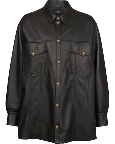 Balmain Leather overshirt - Nero