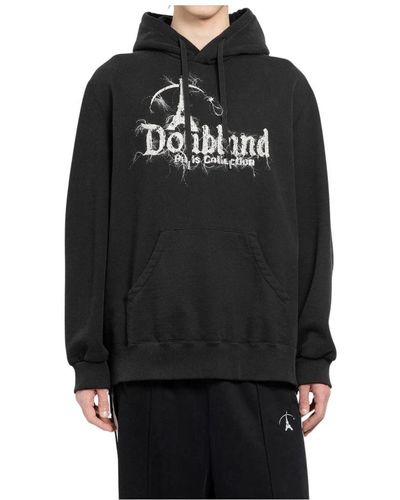 Doublet Schwarzer hoodie mit kordelzug und kängurutasche