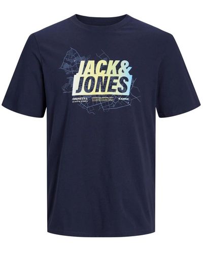 Jack & Jones Map summer t-shirt,sommer karten t-shirt - Blau