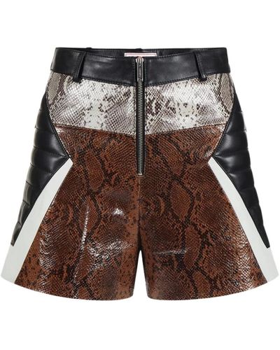 Iceberg Snake print eco-leather shorts - Marrone