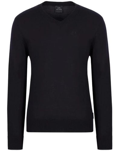 Armani Exchange V-Neck Knitwear - Black