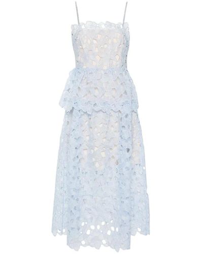 Lace Peplum Hem Midi Dress in Blue main image 0