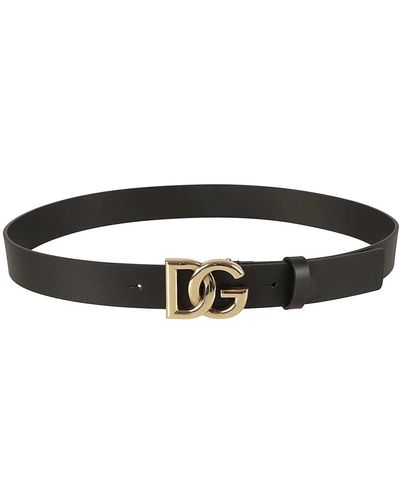 Dolce & Gabbana Luxuriöse leder-logo-gürtel,schwarzer ledergürtel mit goldener schnalle