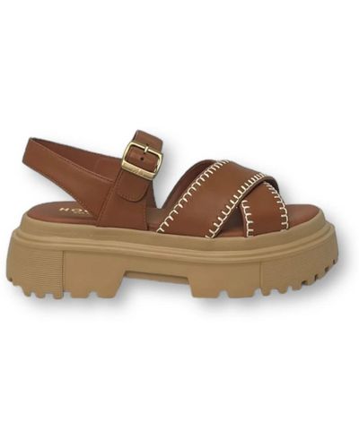 Hogan Flat Sandals - Brown