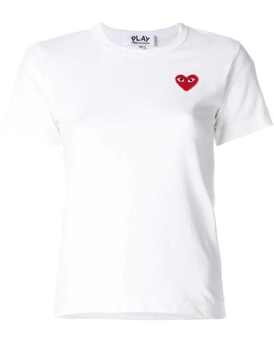 COMME DES GARÇONS PLAY T-shirt con logo cuore ricamato - Bianco