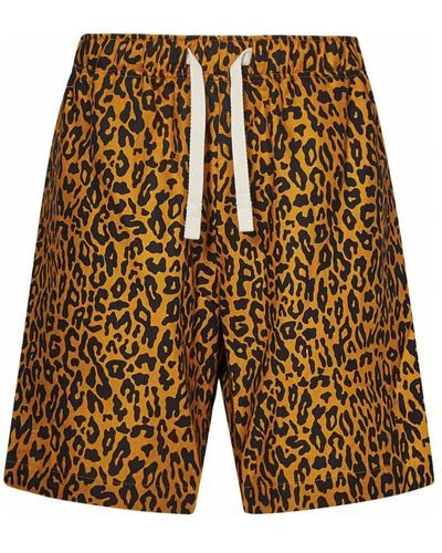Palm Angels Casual shorts,leopardenmuster leinen shorts - Grün