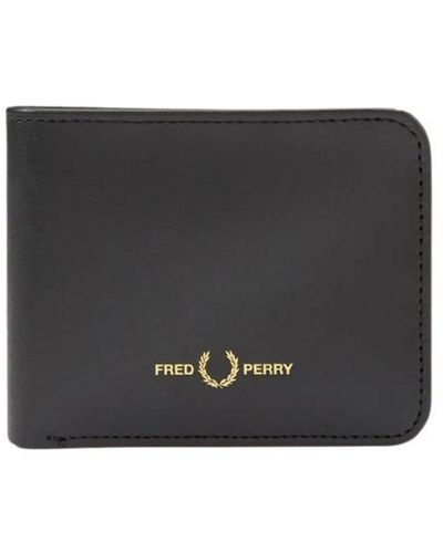 Fred Perry Burnished Leather Billfold Wallet Black