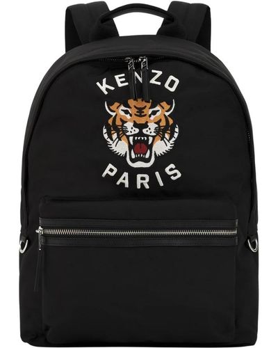 KENZO Schwarzer rucksack mit gesticktem logo,backpacks,varsity tiger bestickter rucksack schwarz