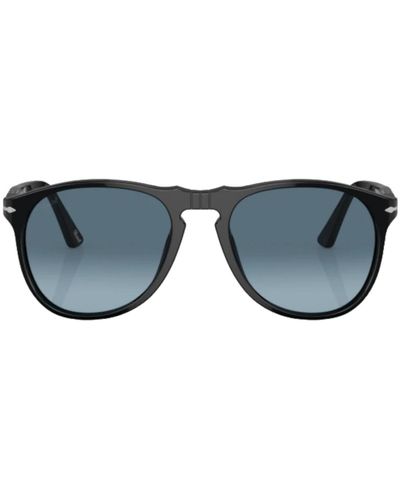 Persol Schwarze aviator-sonnenbrille mit blauen gläsern - Grau