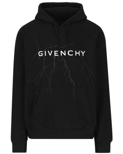 Givenchy Schwarzer pullover mit kordelzug und kängurutasche
