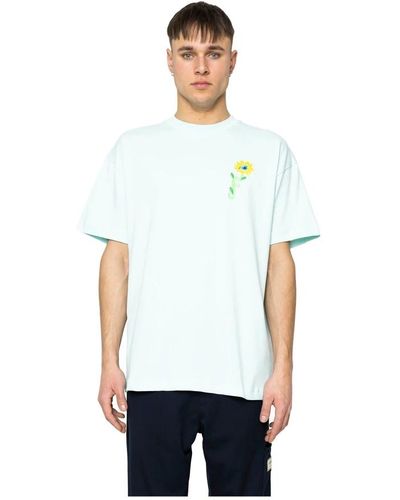 FLANEUR HOMME Blaues tortuous t-shirt - Weiß