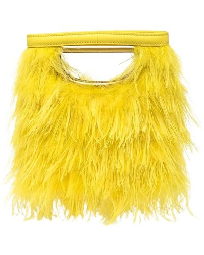 Pinko Federn mini handtasche square - Gelb