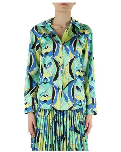 Marciano Camicia in satin con stampa all over - Verde