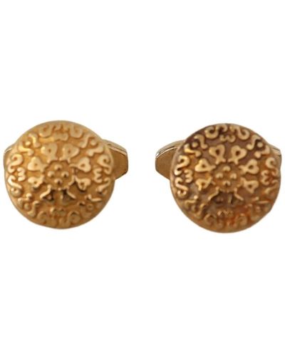 Dolce & Gabbana Goldplattierte messing runde pin schettenknöpfe - Braun