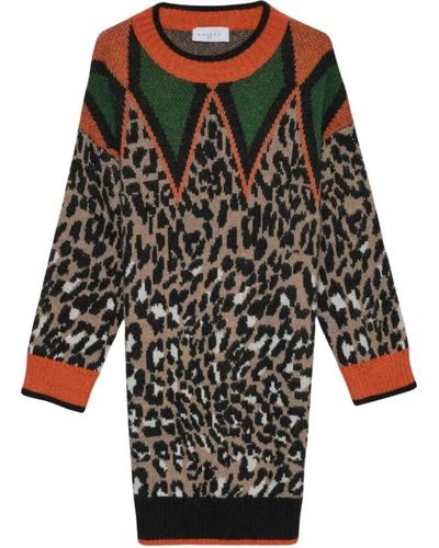 Gaelle Paris Vestido estampado leopardo manga larga - Negro